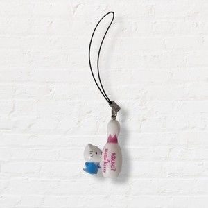 hello kitty round 1 sanrio bowling pin blue phone strap charm